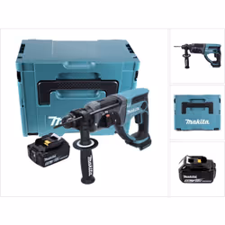 Contenu du paquet: - 1x Makita DHR 202 Perforateur burineur sans fil Li-ion 18 V - 1x Poignée supplémentaire - 1x Butée de pr ...