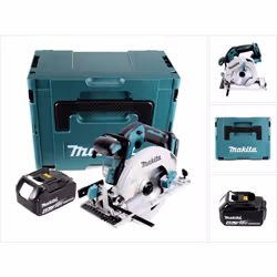 Contenu de la livraison: - 1x Makita DHS 680 Scie circulaire sans fil - 1x Lame de scie Makita HM 165 mm 24 Z P-05256 - 1x Gu ...
