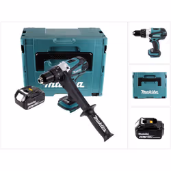 Contenu du paquet: - 1x Makita DDF 458 M1J Perceuse visseuse sans fil - 1x Batterie BL 1840 B Makita 18 V 4 Ah - 1x Poignée l ...