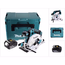 Contenu de la livraison: - 1x Makita DHS 680 Scie circulaire sans fil - 1x Lame de scie Makita HM 165 mm 24 Z P-05256 - 1x Gu ...