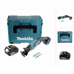Contenu du paquet: - 1x Makita DJR183 Scie récipro sans fil 18 V - 2x Lames de scie - 1x Batterie Makita BL1850 B 5,0 Ah 18V  ...