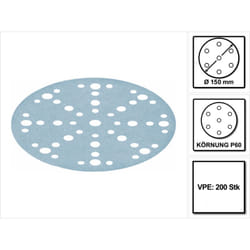 Stf D150/48 Abrasifs Granat P60, 150mm, pour ro 150, es 150, ets 150, ets ec 150, lex 150, wts 150, hsk-d 150 200 pces (4x 575161) - Festool