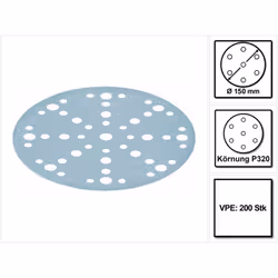 Contenu du paquet: - 200x Festool STF D150/48 Disques abrasifs Granat P320 Description du produit: Les disques abrasifs STF D ...