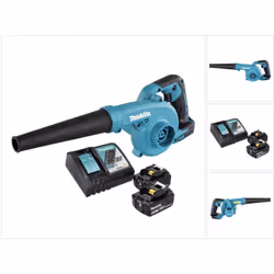 Contenu du paquet: - 1x Makita DUB185 - 1x Buse (123245-4) - 2x Batteries Makita BL 1850 B Li-Ion 5,0Ah 18V - 1x Chargeur Mak ...