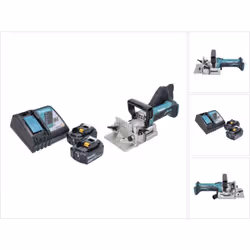 Contenu du paquet: - 1x Makita DPJ 180 Lamelleuse sans fil 18 V - 1x Plaque de fixation pour lamelleuses (415579-2) - 1x Sac  ...