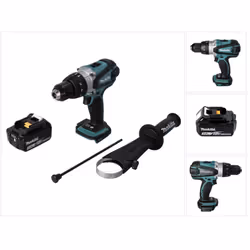 Contenu de la livraison: - 1x Makita DHP 458 Perceuse-visseuse à percussion sans fil 18V Li-ion - 1x Poignée latérale - 1x Bu ...