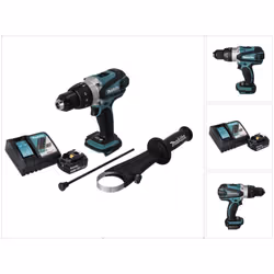 Contenu de la livraison: - 1x Makita DHP 458 Perceuse-visseuse à percussion sans fil 18V Li-ion - 1x Poignée latérale - 1x Bu ...