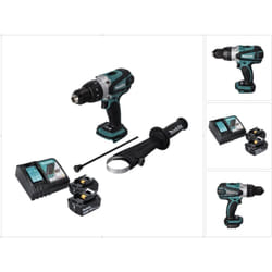 Makita - dhp 458 rt Perceuse-visseuse à percussion sans fil 18 v 91 Nm + 2x Batteries 5,0 Ah + Chargeur