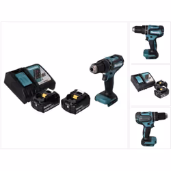 Contenu de la livraison: - 1x Makita DHP 485 Z Perceuse-visseuse à percussion sans fil - 2x batterie Makita BL1840B 18 V 4,0  ...