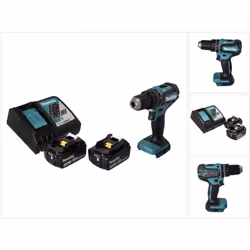 Contenu de la livraison: - 1x Makita DHP 485 Perceuse-visseuse à percussion sans fil 18 V - 2x Batteries BL 1830 B avec 3,0 A ...