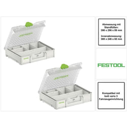 SYS3 org m 89 6xESB Set de coffrets Systainer Organizer pour petites pièces + Casiers (2x 204854) - Festool
