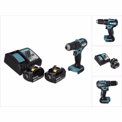 Contenu de la livraison: - 1x Makita DHP 483 Perceuse-visseuse à percussion sans fil 18 V 40 Nm - 2x Batteries Makita BL 1830 ...