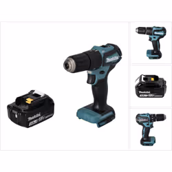 Contenu de la livraison: - 1x Makita DHP 483 Perceuse-visseuse à percussion sans fil 18 V 40 Nm - 1x Batterie Makita BL 1830 ...
