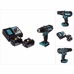 Contenu de la livraison: - 1x Makita DHP 482 perceuse-visseuse à percussion sans fil 18 V 62 Nm - 2x Makita BL 1830 B batteri ...