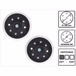 Contenu de la livraison: - 2x Makita Plateaux de ponçage doux pour ponceuses excentriques / meuleuses, 150 mm, M8 (196684-1) ...