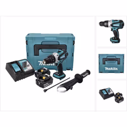 Contenu de la livraison: - 1x Makita DHP 458 Perceuse-visseuse à percussion sans fil 18 V - 1x Poignée latérale - 1x Butée de ...