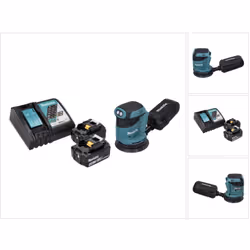Contenu de la livraison: - 1x Makita DBO 180 ponceuse excentrique sans fil - 1x papier abrasif - 1x collecteur de poussière - ...
