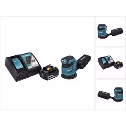 Contenu de la livraison: - 1x Makita DBO 180 ponceuse excentrique sans fil - 1x papier abrasif - 1x collecteur de poussière - ...