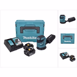 Contenu du paquet: - 1x Makita DBO 180 Ponceuse excentrique sans fil 18V - 1x Disque abrasif - 1x Sac à poussières - 2x Batte ...