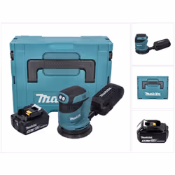 Contenu du paquet: - 1x Makita DBO 180 Ponceuse excentrique sans fil 18V - 1x Disque abrasif - 1x Sac à poussières - 1x Batte ...