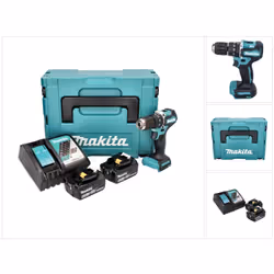 Contenu de la livraison: - 1x Makita DHP 487 Z Perceuse-visseuse à percussion sans fil 18 V - 2x Batteries Makita BL 1860 B 1 ...