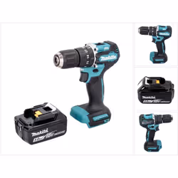 Contenu de la livraison: - 1x Makita DHP 487 Z Perceuse-visseuse à percussion sans fil 18 V - 1x Batterie Makita BL 1850 B 18 ...