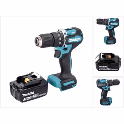 Contenu de la livraison: - 1x Makita DHP 487 Z Perceuse-visseuse à percussion sans fil 18 V - 1x Batterie Makita BL 1830 B 18 ...