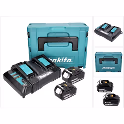 Contenu de la livraison: - 1x Makita DC 18 SH chargeur double 2x 14,4 V 2x 18 V ( 36 V ) LXT ( 199687-4 ) - 2x Makita BL 1840 ...