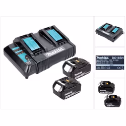 Contenu de la livraison: - 1x Makita DC 18 SH chargeur double 2x 14,4 V 2x 18 V ( 36 V ) LXT ( 199687-4 ) - 2x Makita BL 1840 ...