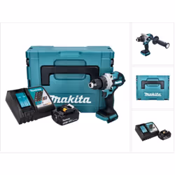Contenu de la livraison: - 1x Makita DHP 486 Perceuse-visseuse à percussion sans fil - 1x poignée latérale - 1x butée de prof ...