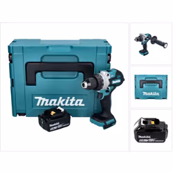 Contenu de la livraison: - 1x Makita DHP 486 Perceuse-visseuse à percussion sans fil - 1x poignée latérale - 1x butée de prof ...
