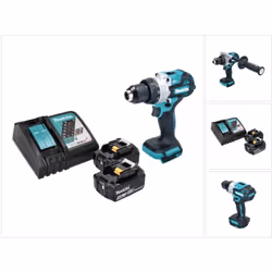 Contenu de la livraison: - 1x Makita DHP 486 Perceuse-visseuse à percussion sans fil - 1x poignée latérale - 1x butée de prof ...