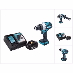 Contenu de la livraison: - 1x Makita DHP 486 Perceuse-visseuse à percussion sans fil - 1x poignée latérale - 1x butée de prof ...