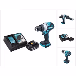 Contenu de la livraison: - 1x Makita DHP 486 Perceuse-visseuse à percussion sans fil - 1x poignée latérale - 1x butée de prof ...