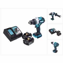 Contenu de la livraison: - 1x Makita DHP 486 Perceuse-visseuse à percussion sans fil - 1x poignée latérale - 1x butée de prof ...