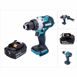 Contenu de la livraison: - 1x Makita DHP 486 Perceuse-visseuse à percussion sans fil - 1x poignée latérale - 1x butée de prof ...