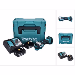 Contenu du paquet: - 1x Makita DTM 52 Outil multifonction Découpeur-ponceur sans fil - 2x Batteries Makita BL 1860 B 18 V 6,0 ...