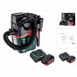 Contenu de la livraison: - 1x Metabo AS 18 L PC Compact Aspirateur sans fil 18 V - 1x Tuyau d'aspiration extensible ( 32 mm / ...
