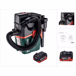 Contenu de la livraison: - 1x Metabo AS 18 L PC Compact Aspirateur sans fil 18 V - 1x tuyau d'aspiration extensible ( 32 mm / ...