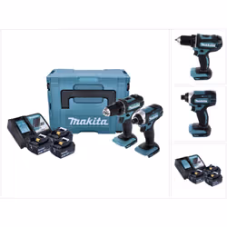 Contenu de la livraison: - 1x Makita DDF 482 Perceuse-visseuse sans fil - 1x Makita DTD 152 Visseuse à chocs sans fil - 3x Ba ...