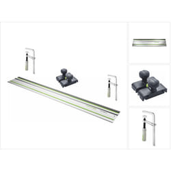Fs 1400/2 rail de guidage 1400 mm ( 491498 ) + 2x fsz 120 serre-joint ( 489570 ) + fs-of 1400 butée de guidage ( 492601 ) - Festool