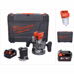 Contenu de la livraison: - 1x Corps de base de la fraiseuse sans fil Milwaukee M18 FTR - 1x module de défonçage - 1x module d ...