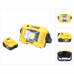 Contenu de la livraison: - 1x DeWalt DCL 077 Projecteur de travail LED sans fil - 1x Dewalt DCB 184 18 Volt 5 Ah batterie - s ...