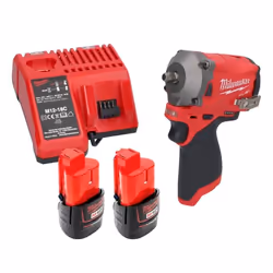 Milwaukee M12 FIW38-202C Clé à choc sans fil 12 V 339 Nm 3/8 Brushless + 2x Batterie 20 Ah + Chargeur de batterie