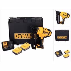 Contenu de la livraison: - 1x DeWalt DCN 660 cloueur sans fil - 2x Dewalt DCB 182 batterie 18V 4 Ah - 1x chargeur DCB XR Dewa ...