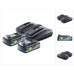 Festool Energie Set TCL 6 DUO Double chargeur rapide 10,8 V - 18 V ( 577017 ) + 2x BP 18 Li 4,0Ah HPC-ASI bloc batterie HighPower ( 2x 205034 )