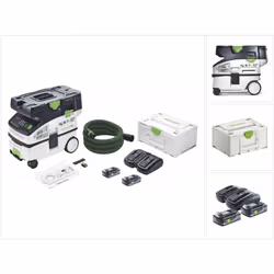 Contenu de la livraison: - 1x Festool CTLC MINI Aspirateur à batterie - 1x filtre principal High Performance - 1x sac filtran ...