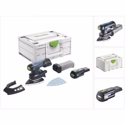 Contenu de la livraison: - 1x Festool DTSC 400 Ponceuse Delta sans fil - 1x Patin de ponçage StickFix SSH-STF DELTA/9 - 1x Sa ...
