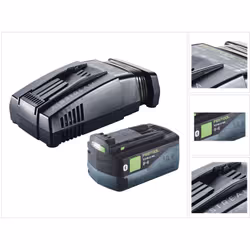 Contenu du paquet: - 1x Festool BP 18 Li 5,0 ASI EU Batterie 5,0Ah 18V (577660) - 1x Chargeur Festool SCA 16 10,8V-18V (57695 ...
