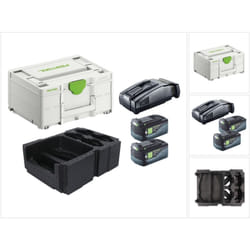 Festool - Energie Set 2x bp 18 Li 5,0 asi eu Batteries 5,0 Ah 18 v + sca 16 Chargeur 10,8V - 18V + Coffret Systainer (2x 577660) (576953)
